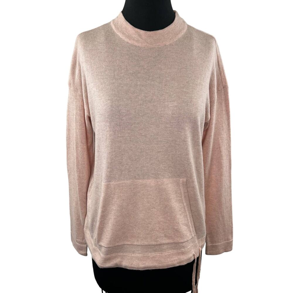 J. Jill Pure Jill Pink Cotton Blend Knit Pockets Drop Sleeve Crew Pullover XS